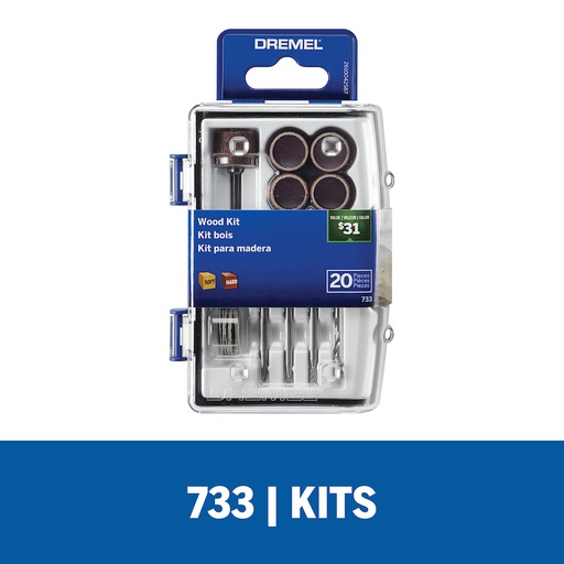 [733] Kit Accesorios 20 Piezas Dremel DR733-01 / PARA MADERA / BOSCH-
