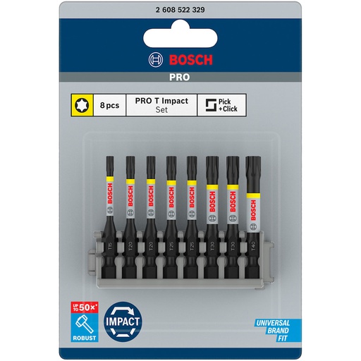 [2608522329] Punta Torx T15-T20-T25-T30-T40 BOSCH / 8 UNIDADES / BOSCH-TABLA-ACC