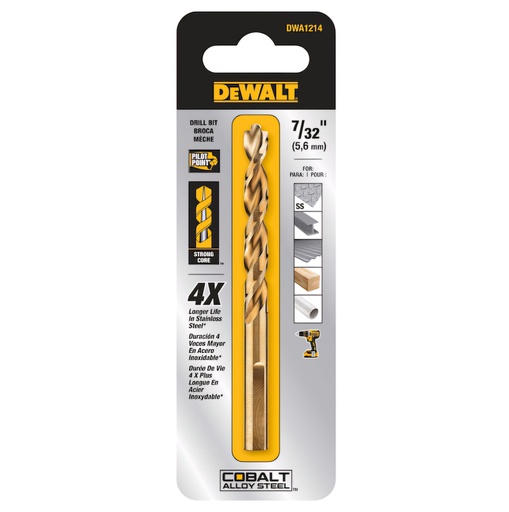 [DWA1214] Broca Metal Madera Cobalto 7/32&quot; DeWalt / DEWALT-5-B-3-D-2