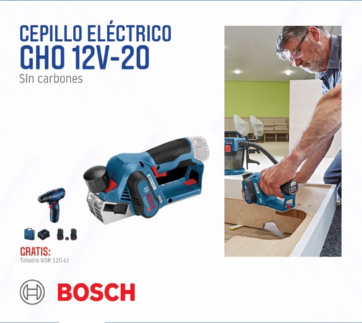 [15A7-COMBO] Cepilladora BOSCH Industrial GHO 12V-20 HD / + GSR 120-LI / BOSCH-