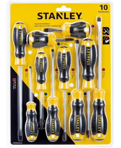 [STMT60100-LA] Desarmadores KIT STANLEY de 10 PZAS / PHILIPS CASTIGADERA / DEWALT-