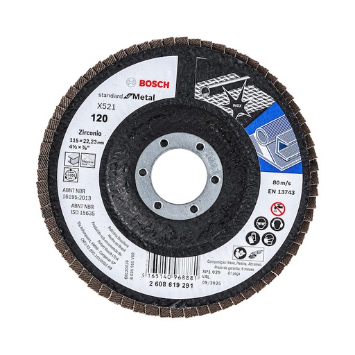 [2608619291] Disco Laminado 4/12&quot; G.120 / STANDARD-FB / INOX-METAL / BOSCH-7-D-3