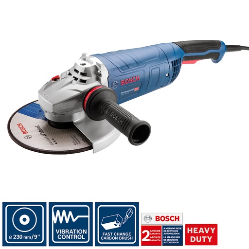 [18F4-0G1] Amoladora 9&quot; BOSCH GWS 25-230 / 2500 W / VULCANO / EJE 5/8&quot; / BOSCH-8-A-1