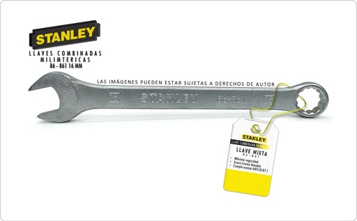 [86-861] LLAVE COMBINADA 16 MM / COLA CORONA, 12 PUNTOS / STANLEY / DEWALT-