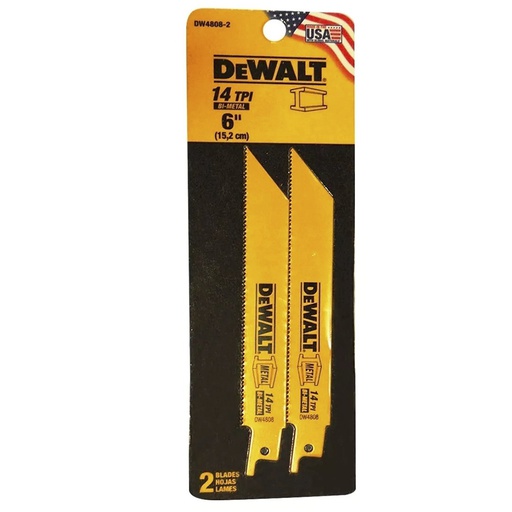 [DW4808-2] Sierra / 'Cuchilla Sable 6&quot; DW4808-2 / Metal 6&quot; Largo / 14 Dientes / DEWALT-Tabla-4
