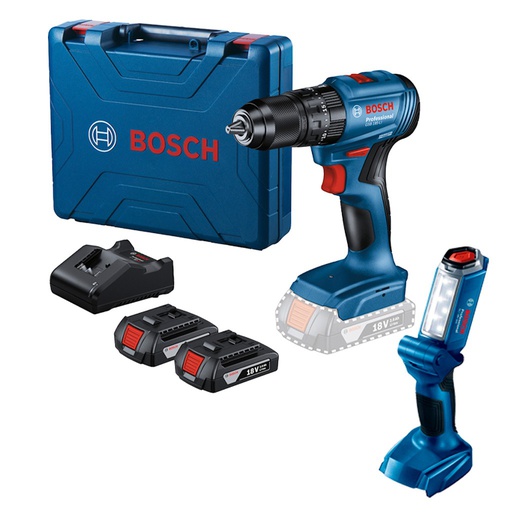 [19K3] Taladro inalambrico 18V BOSCH GSB 185-LI + PERCUCION / Gratis Lampara GLI 18V-300 / BOSCH-12-D-1