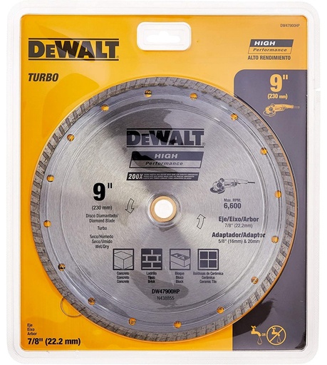 [DW47900HP] Disco de diamante 9" DEWALT / TURBO / DEWALT-Tabla-1