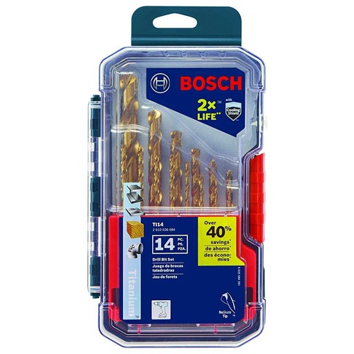 [2610036684] Juego de 14 Brocas 1/16&quot; a 1/2&quot; / TITANIO / TI14 / BOSCH-