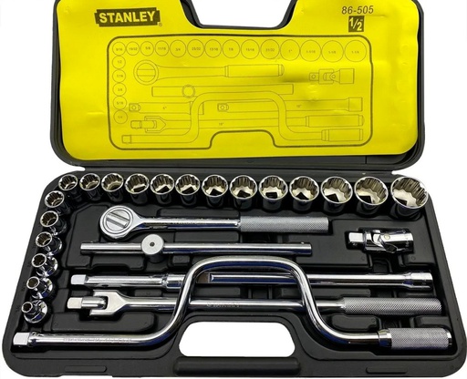 [86-505] Juego / Dados / Corto 1/2&quot; / 27 Piezas 12 puntos / SAE / STANLEY / DEWALT-