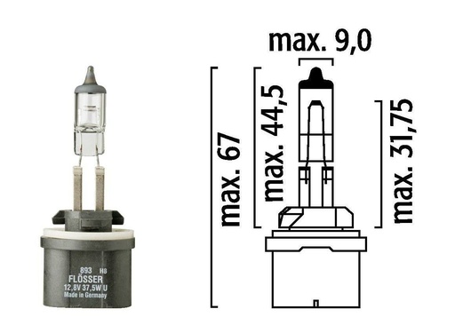 [893] Bombilla FLOSSER H27W/1 / PG13 / 12V / 37.5 W / BOSCH-PISO-1