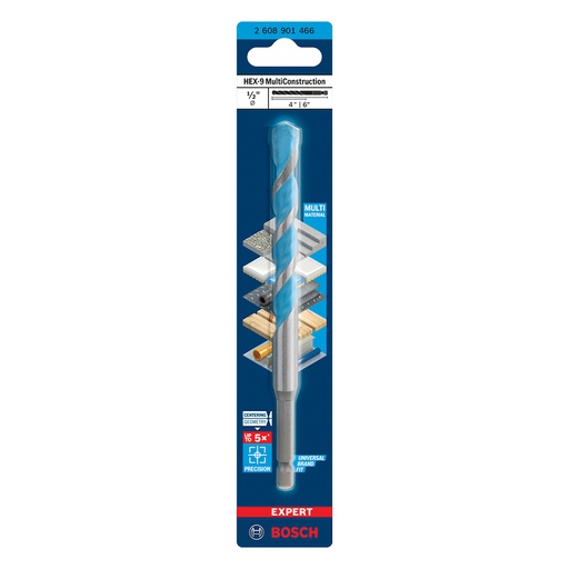 [2608901466] Broca MultiConstruccion 1/2 x 6" BOSCH / HEX-9 / EXPERT / BOSCH-
