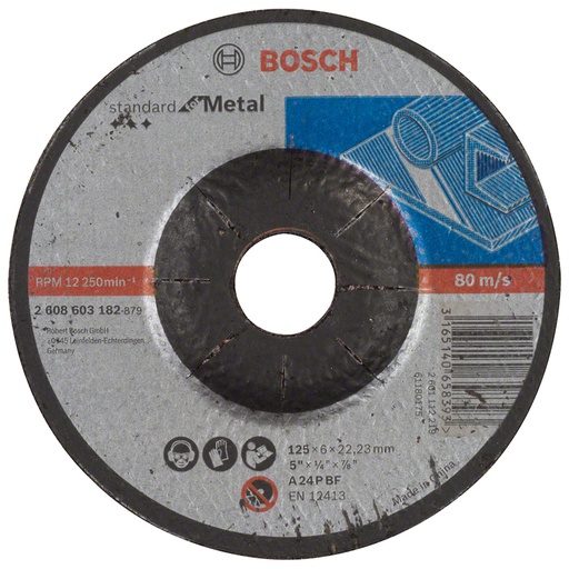[2608603182] Disco abrasivo 5&quot; pulir metal / STANDARD / 5&quot; X 1/4&quot; X 7/8&quot; (115 X 6 X 22.23MM) BOSCH-