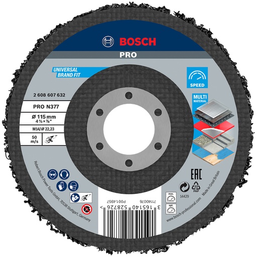 [2608607632] Disco Fibra 4 1/2&quot; Limpieza / Remocion pintura / BOSCH-