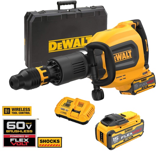 [DCH911Z2] Martillo Demoledor 12 KG DEWALT SDS MAX / 60 V FLEXVOLT / MOTOR BRUSLESS / 27 Joules  / DEWALT-