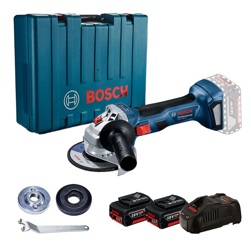 [19H9-0G2] Amoladora 4 1/2&quot; GWS 180-LI / 2- Baterias 4 Amp / 1- Cargador / 1- Maleta Plastica / BOSCH-