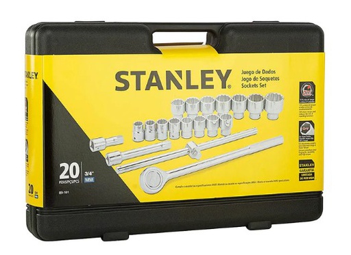 [89-101] Juego / Dados / Corto 3/4&quot; / 19 Piezas 12 puntos / Pulgadas / STANLEY / DEWALT-