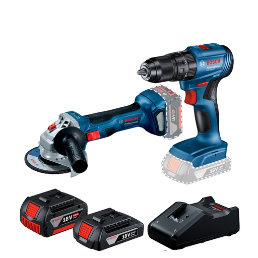 [19H9-0G4] Combo Taladro GSB 185-LI + GWS 180-LI  / 2 Bateria 1 Cargador / 18 Volt / BOSCH-14-D-3-C