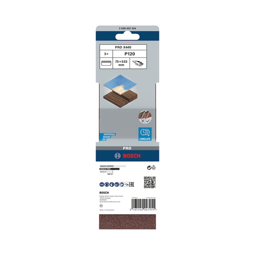[2608607258] Lija de Banda 3X21 G 120 3 PCS BEST / BOSCH-