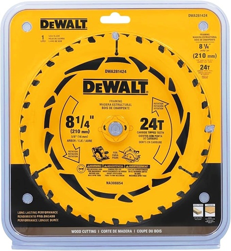 [DWA281424] Disco Sierra Circular 8 1/4" 24D Corte Fino / DEWALT-Tabla-1