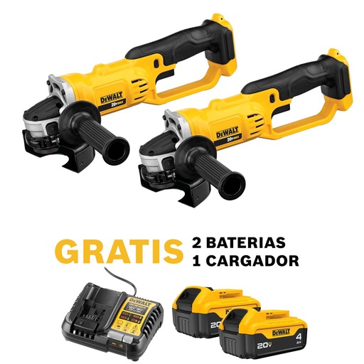 [DCG412B-OF2] Amoladora 4 1/2&quot; DEWALT 20V ( Combo 2 ) / BARETOOL / GRATIS 2-DCB204 1-DCB1104 / DEWALT-