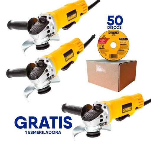 [DWE4120-OF] COMBO 3 Amoladora 4 1/2" DEWALT DWE4120-B3 900 Watt + 50  DW8062 / DEWALT-